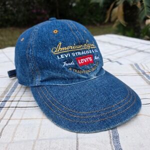 Vintage Levis Hat 90s Dad Denim Jean Adjustable Levi Strauss & Co 100% Cotton